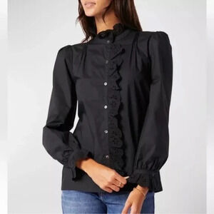 Joie Amiens Cotton Ruffle Detail Top